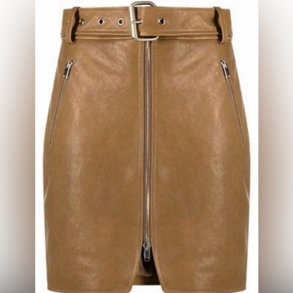 KHAITE Taupe Luna Leather Skirt